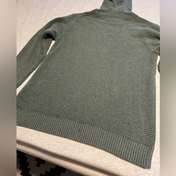 Marine Layer Waffle Knit Wool Cotton Blend Pullover Hoodie Green XL - Picture 10 of 15